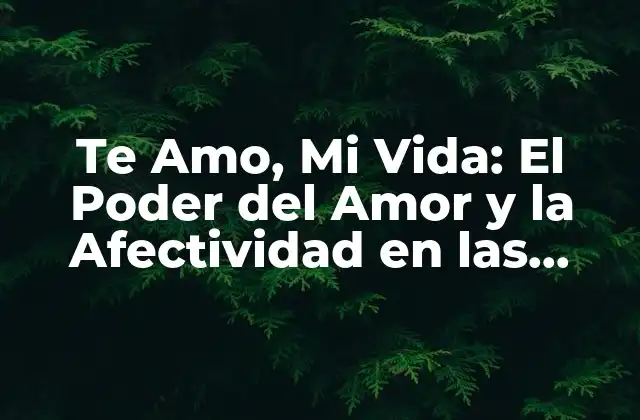 Te Amo, Mi Vida: el Poder Del Amor y la Afectividad en las Relaciones