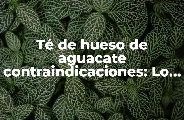 Té de Hueso de Aguacate Contraindicaciones: Lo que Debes Saber