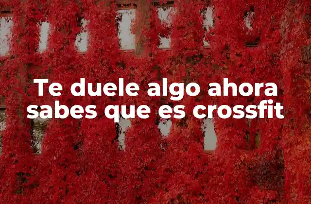 Te Duele Algo Ahora Sabes que es Crossfit