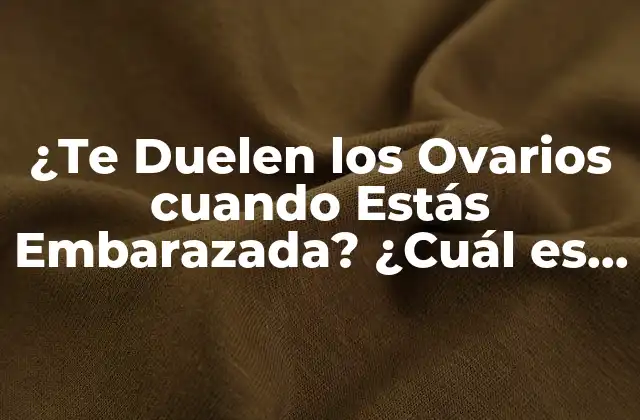 ¿te Duelen los Ovarios Cuando Estás Embarazada? ¿cuál es la Razón?