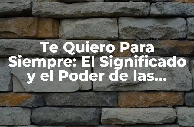 Te Quiero para Siempre: el Significado y el Poder de las Palabras