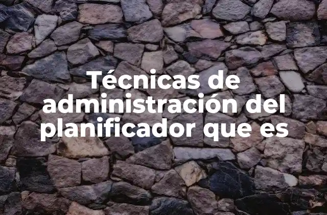 Técnicas de Administración Del Planificador que es