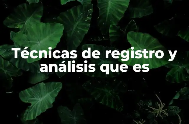Técnicas de Registro y Análisis que es