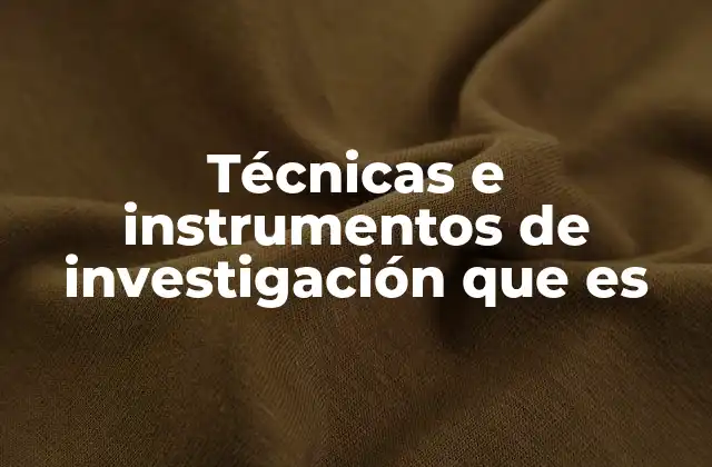 Técnicas e Instrumentos de Investigación que es