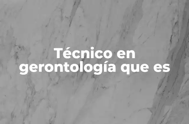 Técnico en Gerontología que es