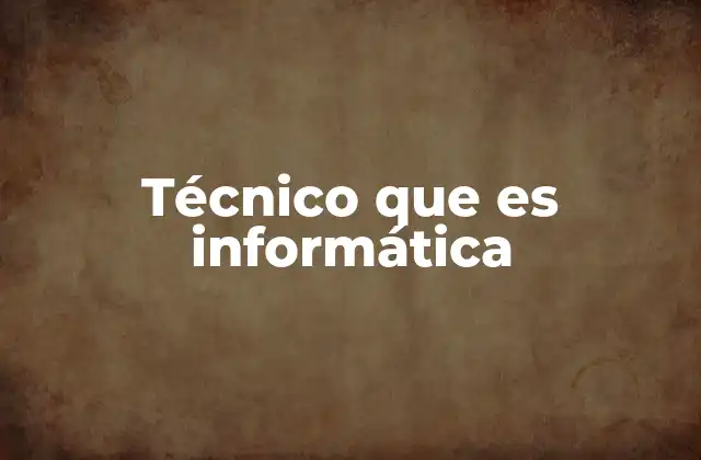 Técnico que es Informática