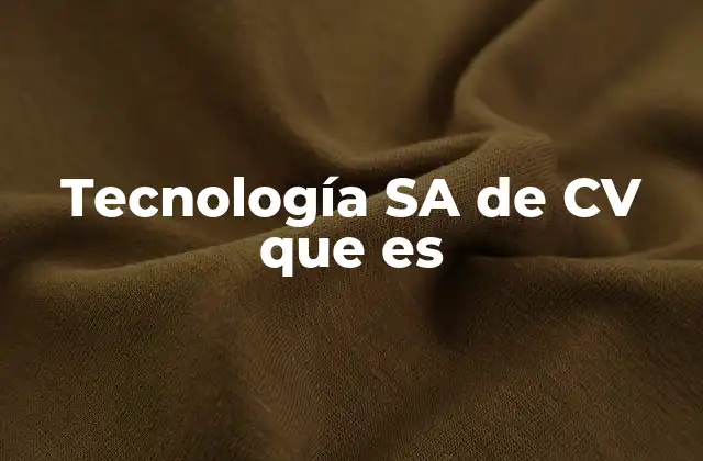 Tecnología Sa de Cv que es