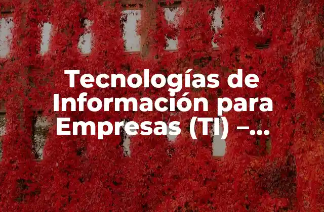 Tecnologías de Información para Empresas (ti) – Soluciones Innovadoras para el Éxito Empresarial