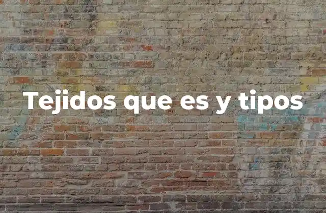 Tejidos que es y Tipos