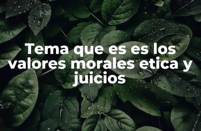 Tema que es es los Valores Morales Etica y Juicios