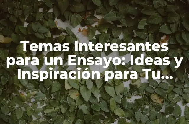 Temas Interesantes para un Ensayo: Ideas y Inspiración para Tu Escrito