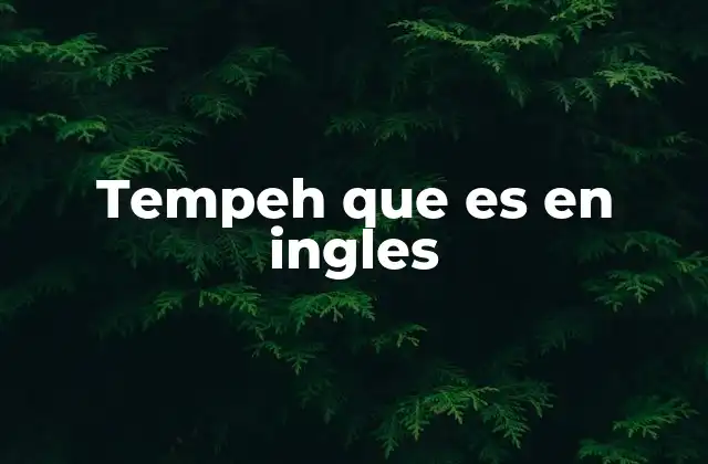 Tempeh que es en Ingles