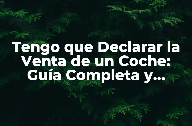 Tengo que Declarar la Venta de un Coche: Guía Completa y Actualizada