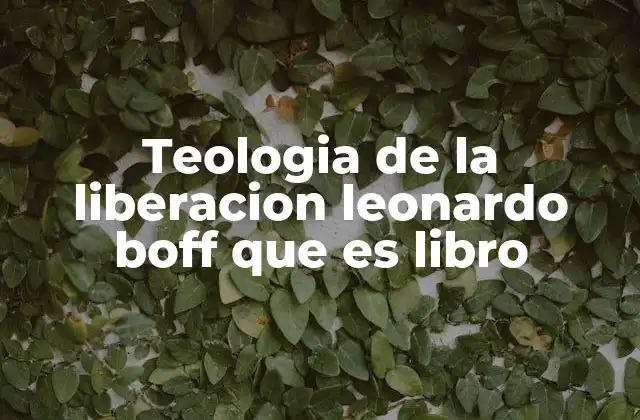Teologia de la Liberacion Leonardo Boff que es Libro