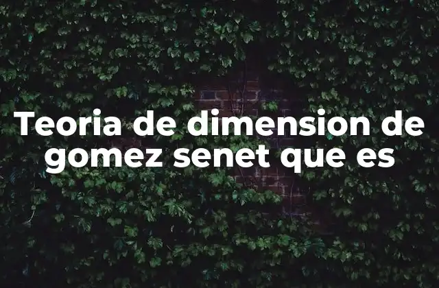 Teoria de Dimension de Gomez Senet que es