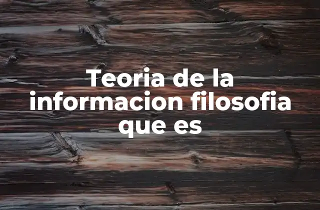 Teoria de la Informacion Filosofia que es