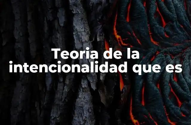 Teoria de la Intencionalidad que es