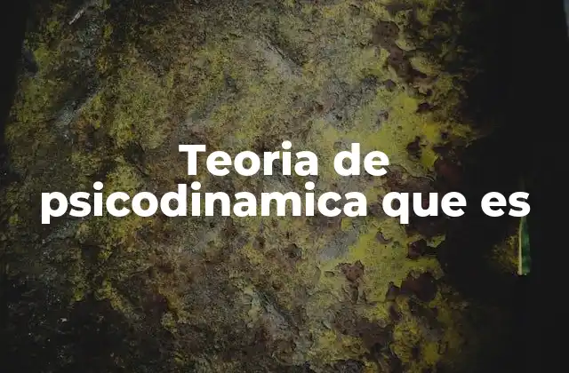 Teoria de Psicodinamica que es