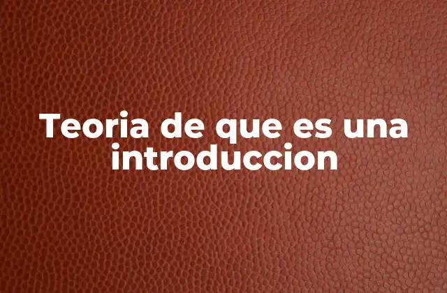 Teoria de que es una Introduccion