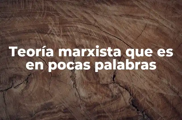 Teoría Marxista que es en Pocas Palabras