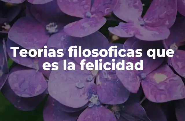 Teorias Filosoficas que es la Felicidad