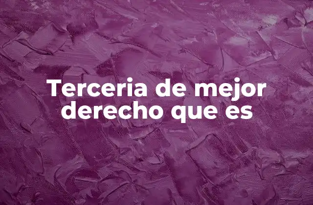 Terceria de Mejor Derecho que es