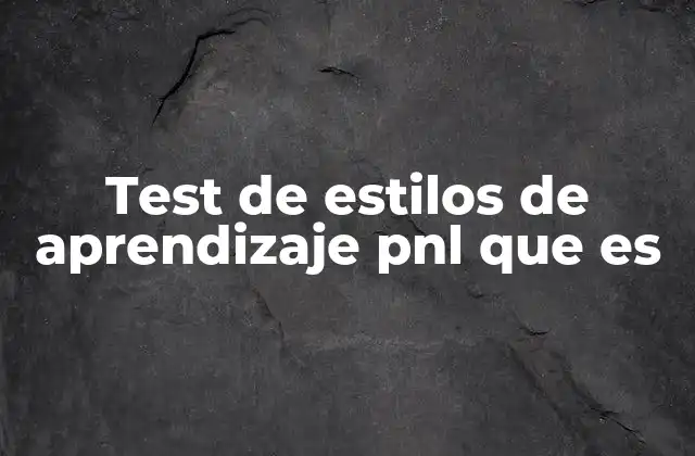 Test de Estilos de Aprendizaje Pnl que es