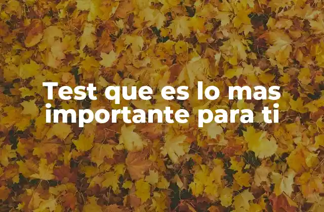 Test que es Lo mas Importante para Ti