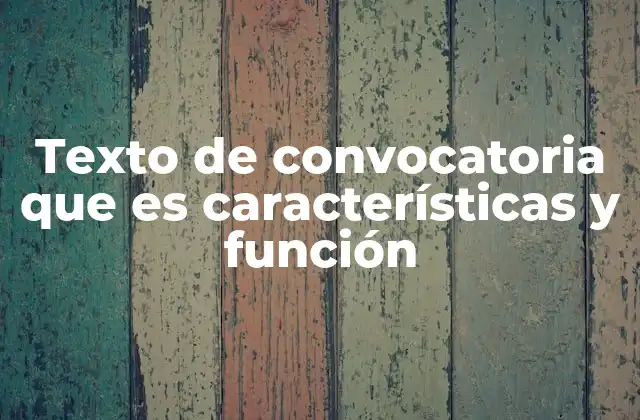 Texto de Convocatoria que es Características y Función