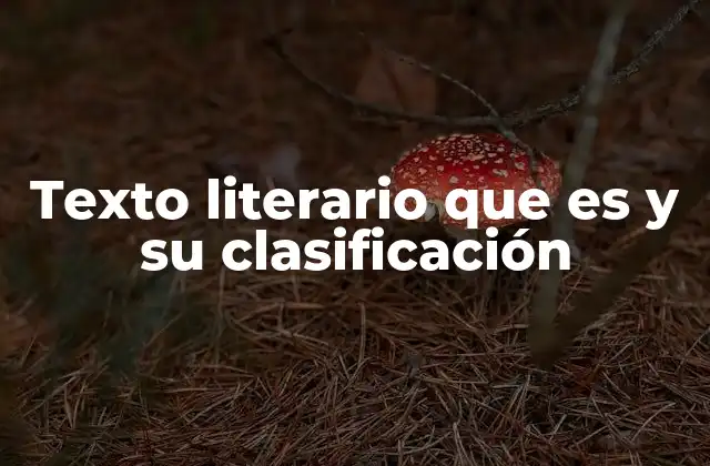 Texto Literario que es y Su Clasificación