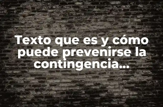 Texto que es y Cómo Puede Prevenirse la Contingencia Ambiental