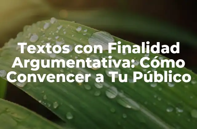 Textos con Finalidad Argumentativa: Cómo Convencer a Tu Público
