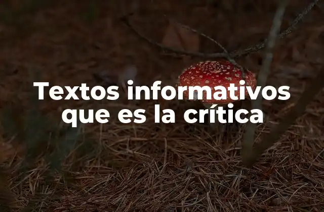 Textos Informativos que es la Crítica