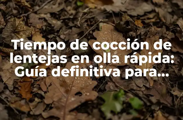 Tiempo de Cocción de Lentejas en Olla Rápida: Guía Definitiva para Cocinar Lentejas Perfectas