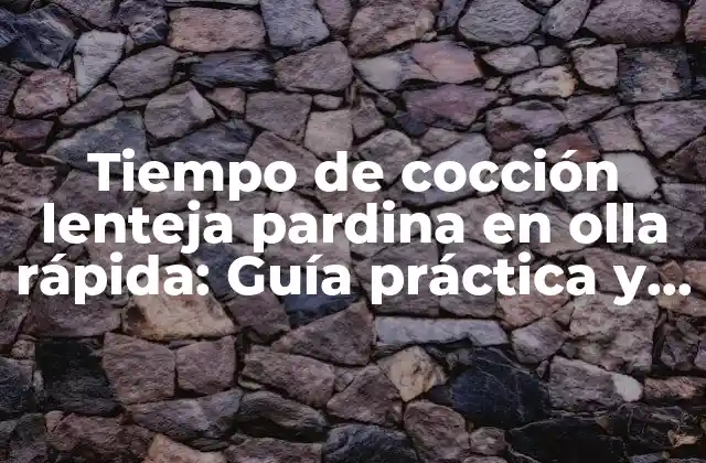 Tiempo de Cocción Lenteja Pardina en Olla Rápida: Guía Práctica y Detallada