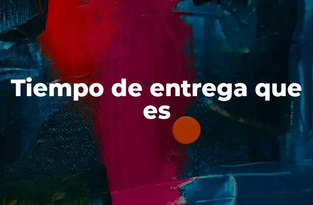 Tiempo de Entrega que es