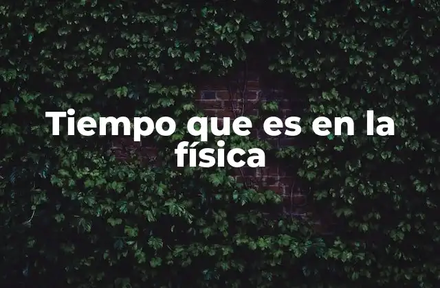 Tiempo que es en la Física