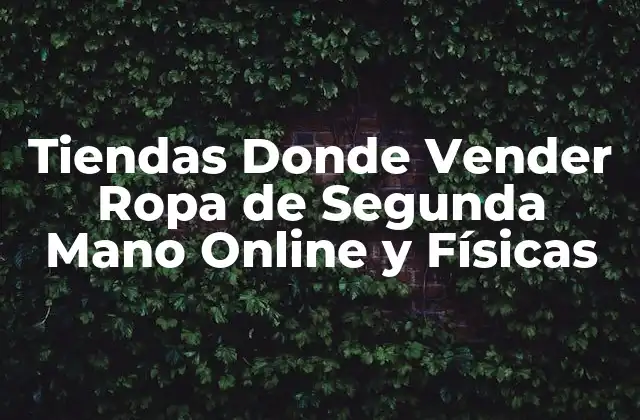 Tiendas Donde Vender Ropa de Segunda Mano Online y Físicas