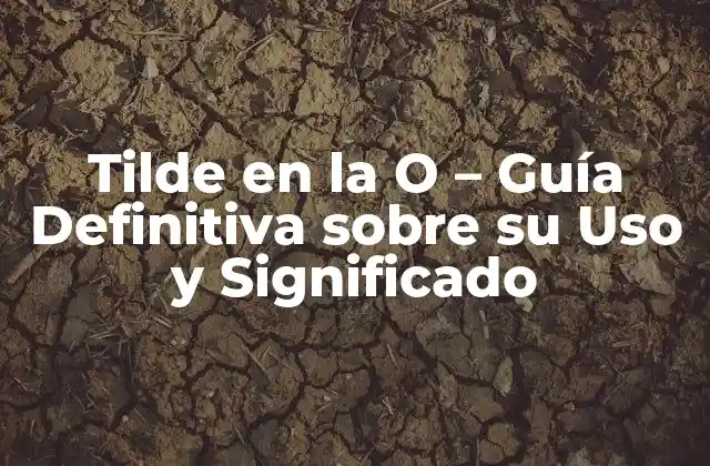 Tilde en la o – Guía Definitiva sobre Su Uso y Significado