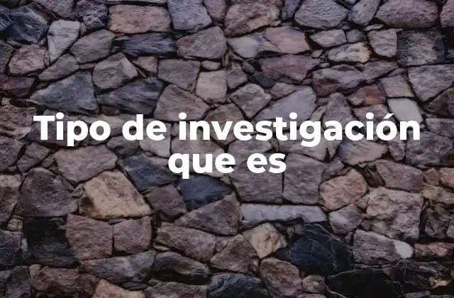 Tipo de Investigación que es
