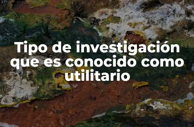 Tipo de Investigación que es Conocido como Utilitario