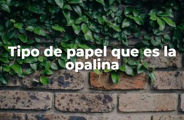 Tipo de Papel que es la Opalina