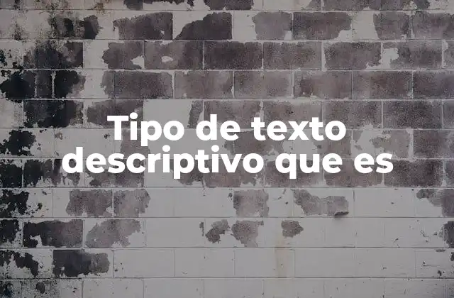 Tipo de Texto Descriptivo que es
