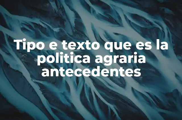 Tipo e Texto que es la Politica Agraria Antecedentes