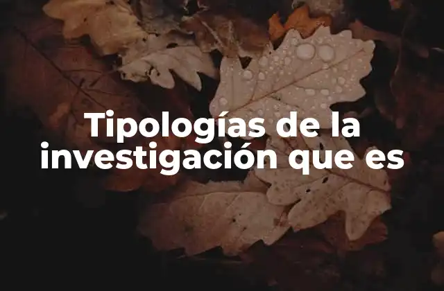 Tipologías de la Investigación que es