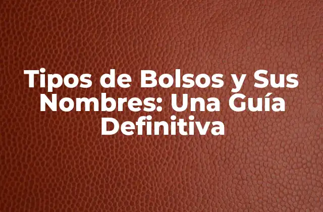 Tipos de Bolsos y Sus Nombres: una Guía Definitiva