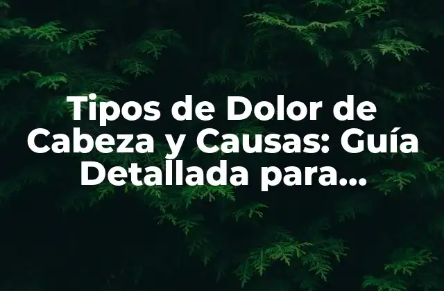 Tipos de Dolor de Cabeza y Causas: Guía Detallada para Entender y Tratar