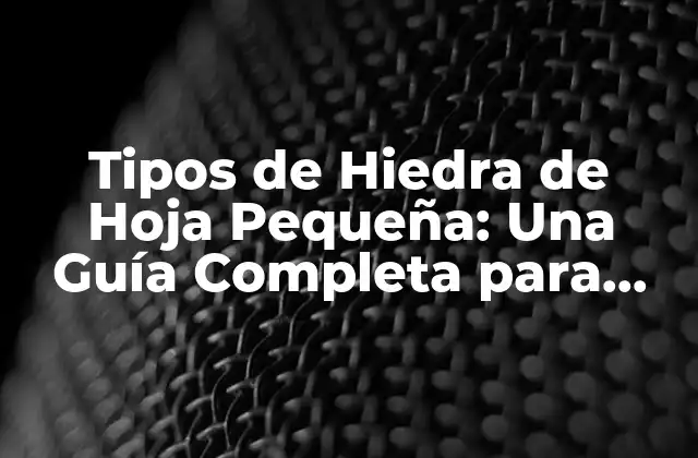 Tipos de Hiedra de Hoja Pequeña: una Guía Completa para Identificar y Cuidar