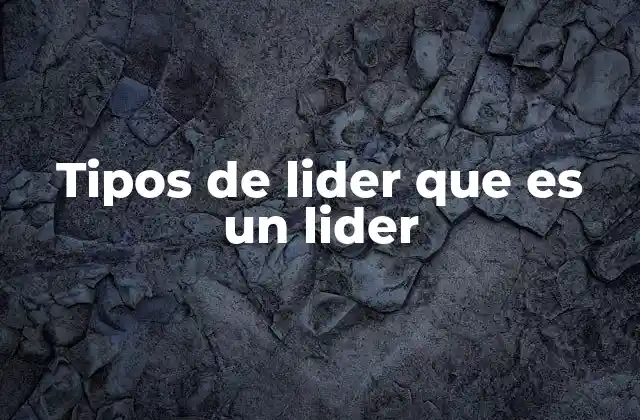 Tipos de Lider que es un Lider