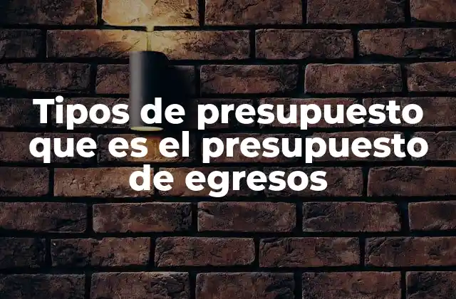 Tipos de Presupuesto que es el Presupuesto de Egresos